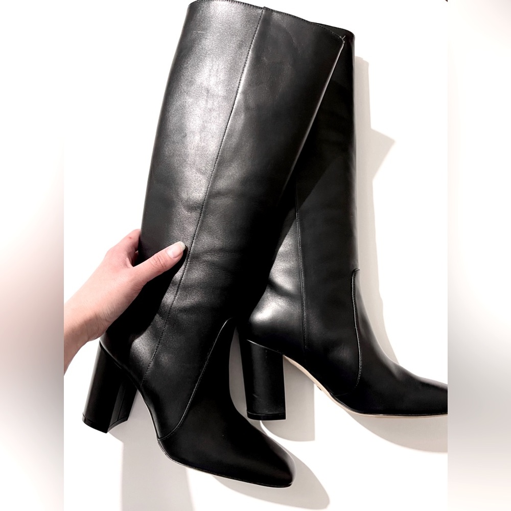 BRAND NEW, Stuart Weitzman Knee-High Leather Boots in Black Leather